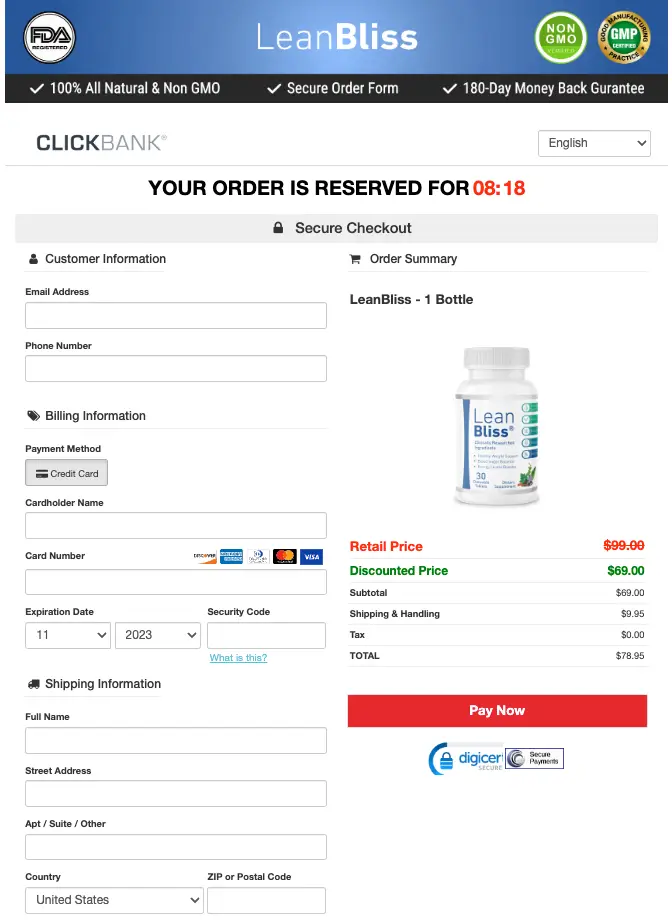 Lean Bliss - Order Page